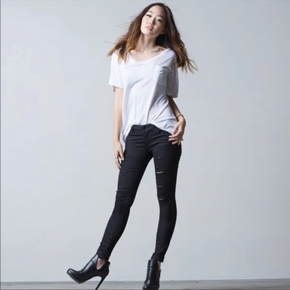 NWT DSTLD womens distressed mid rise skinny jeans sz.29x28